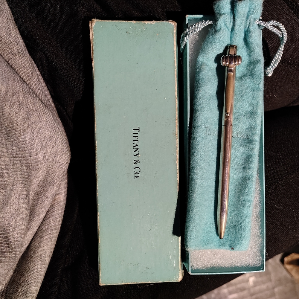 Tiffany & Co. Silver Pen with Turquoise Pouch